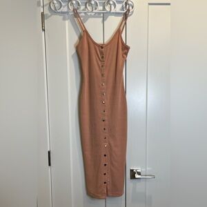 REVAMPED Ribbed Soft Pink Midi Dress - Size S/M